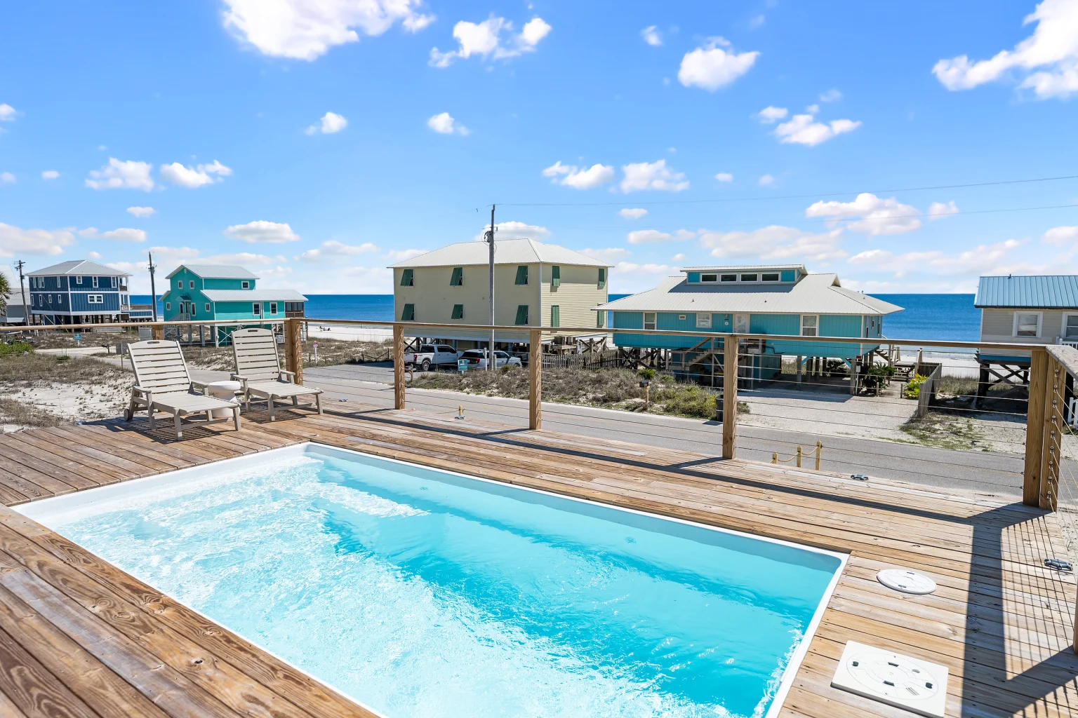 Pool deck with Gulf views over the rooftops, Love Shack