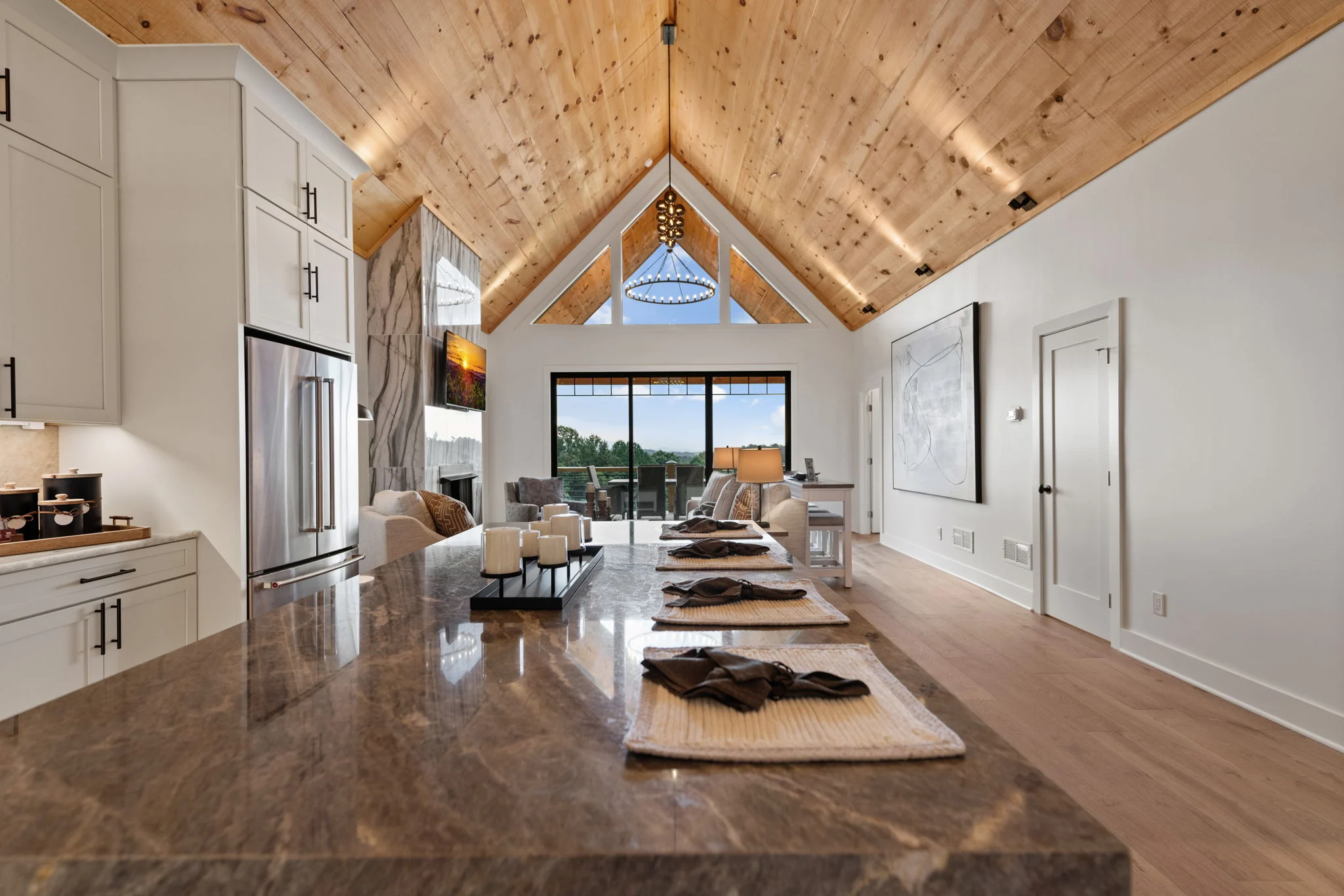 Chef's kitchen with a large stone island, View Finder I