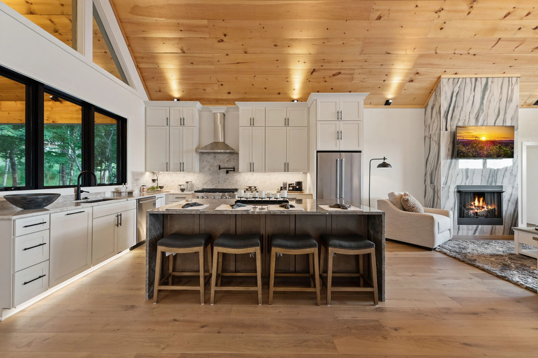 Chef's kitchen with a large stone island, View Finder I