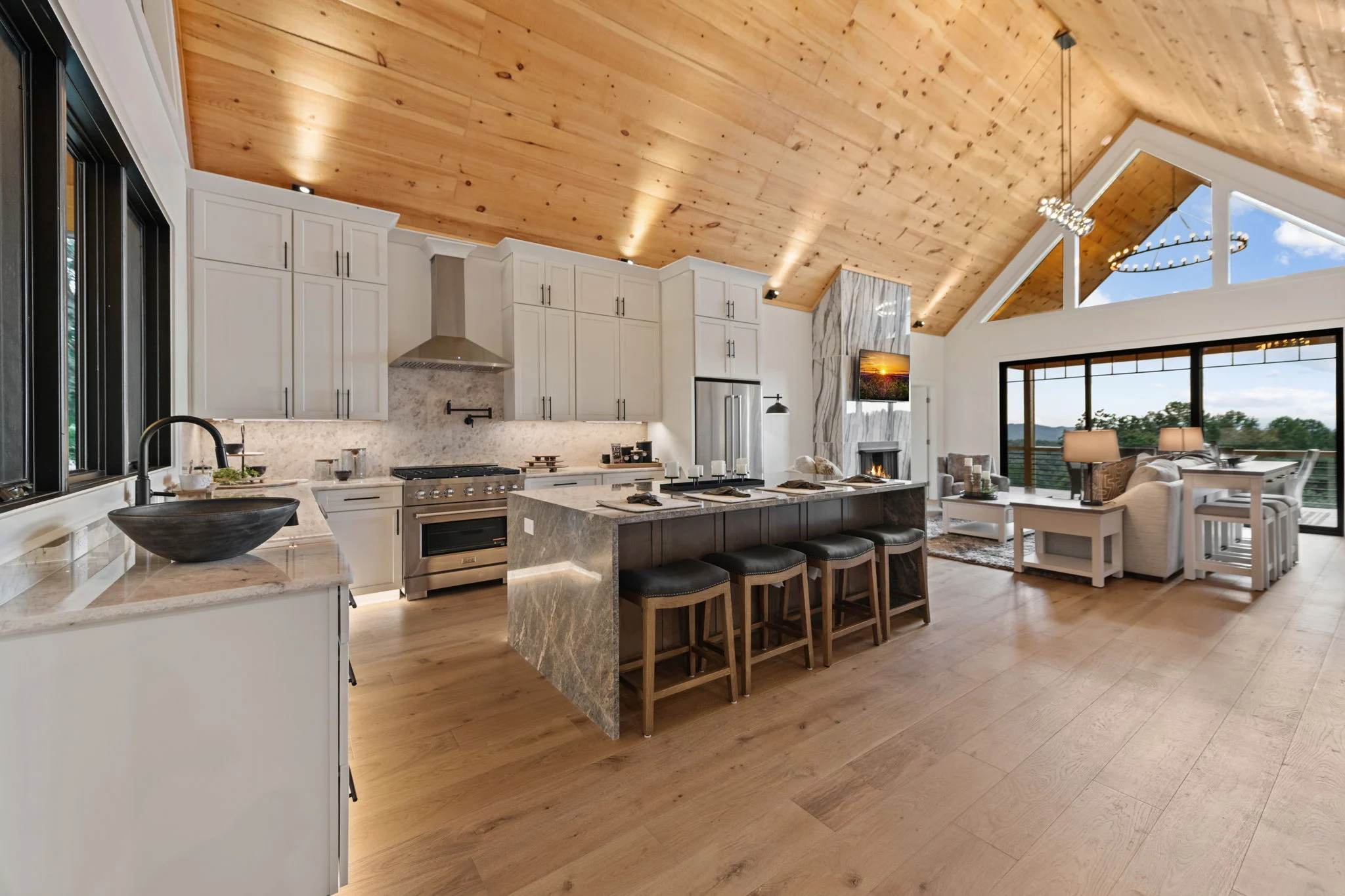 Kitchen island with bar stools, View Finder I
