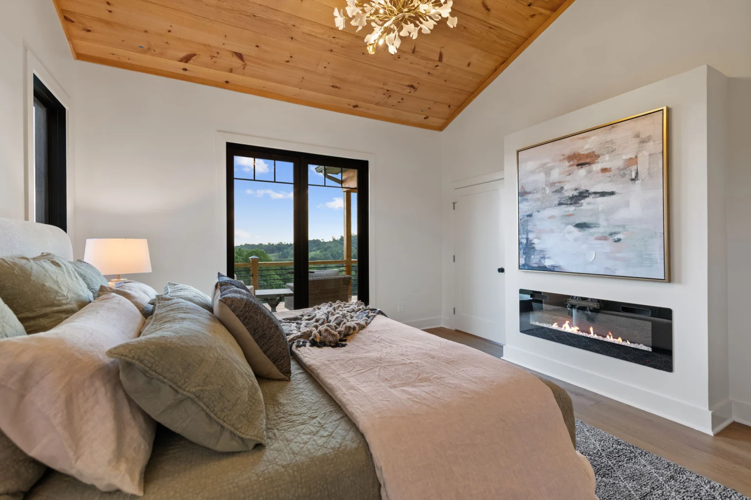 Electric fireplace in the primary bedroom, View Finder I