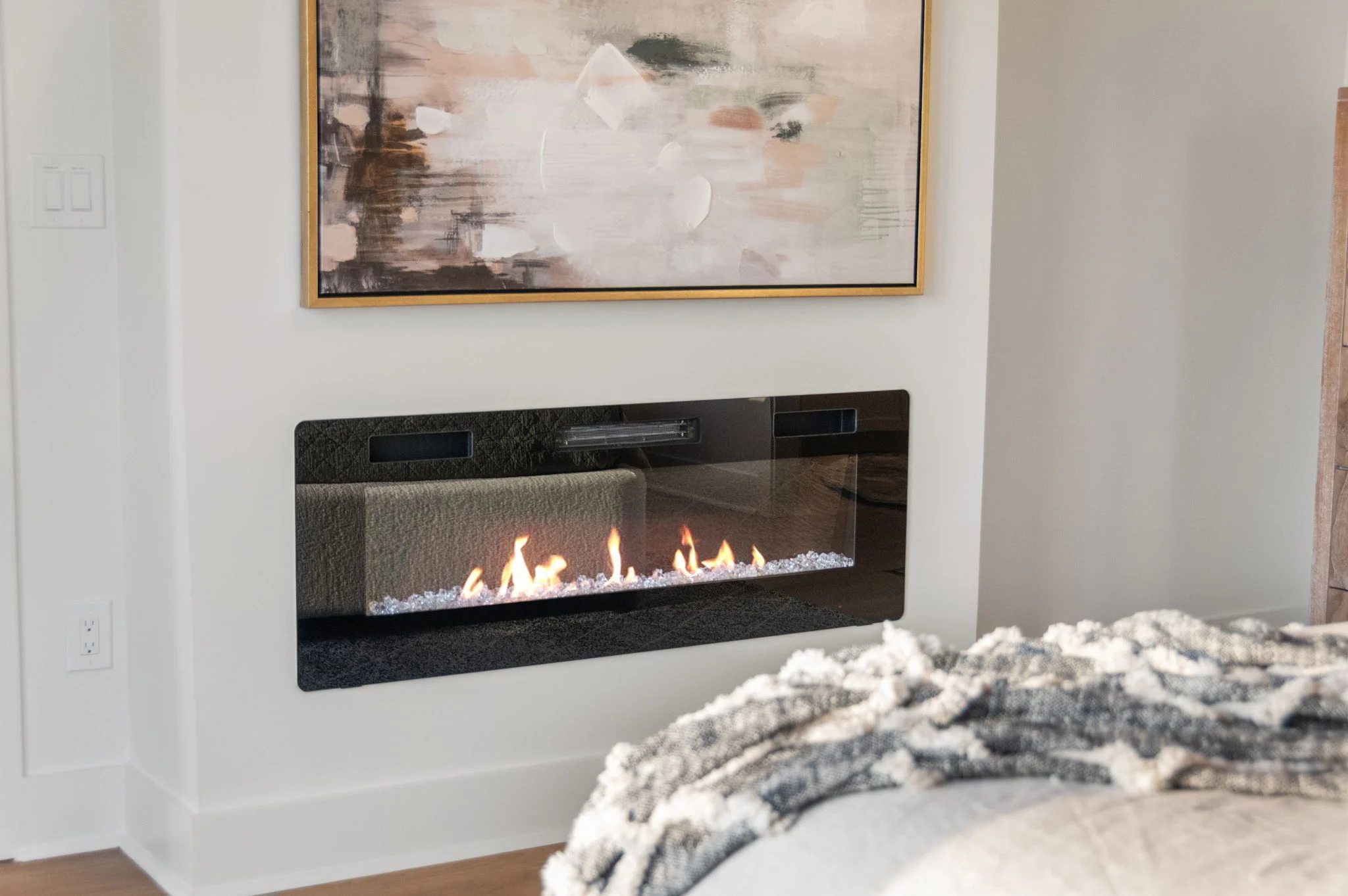 Electric fireplace in the primary bedroom, View Finder I
