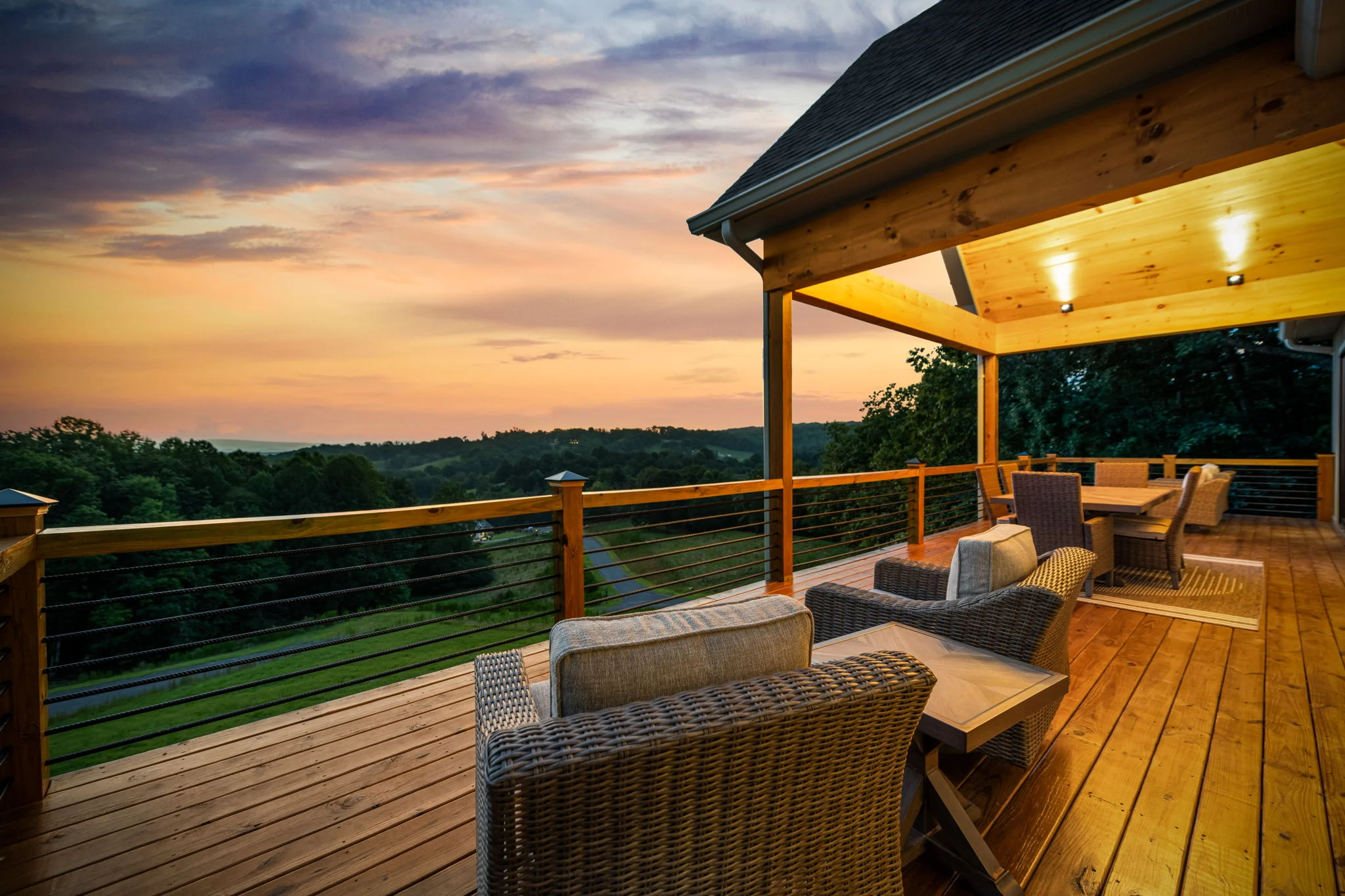Deck seating at sunset, View Finder I