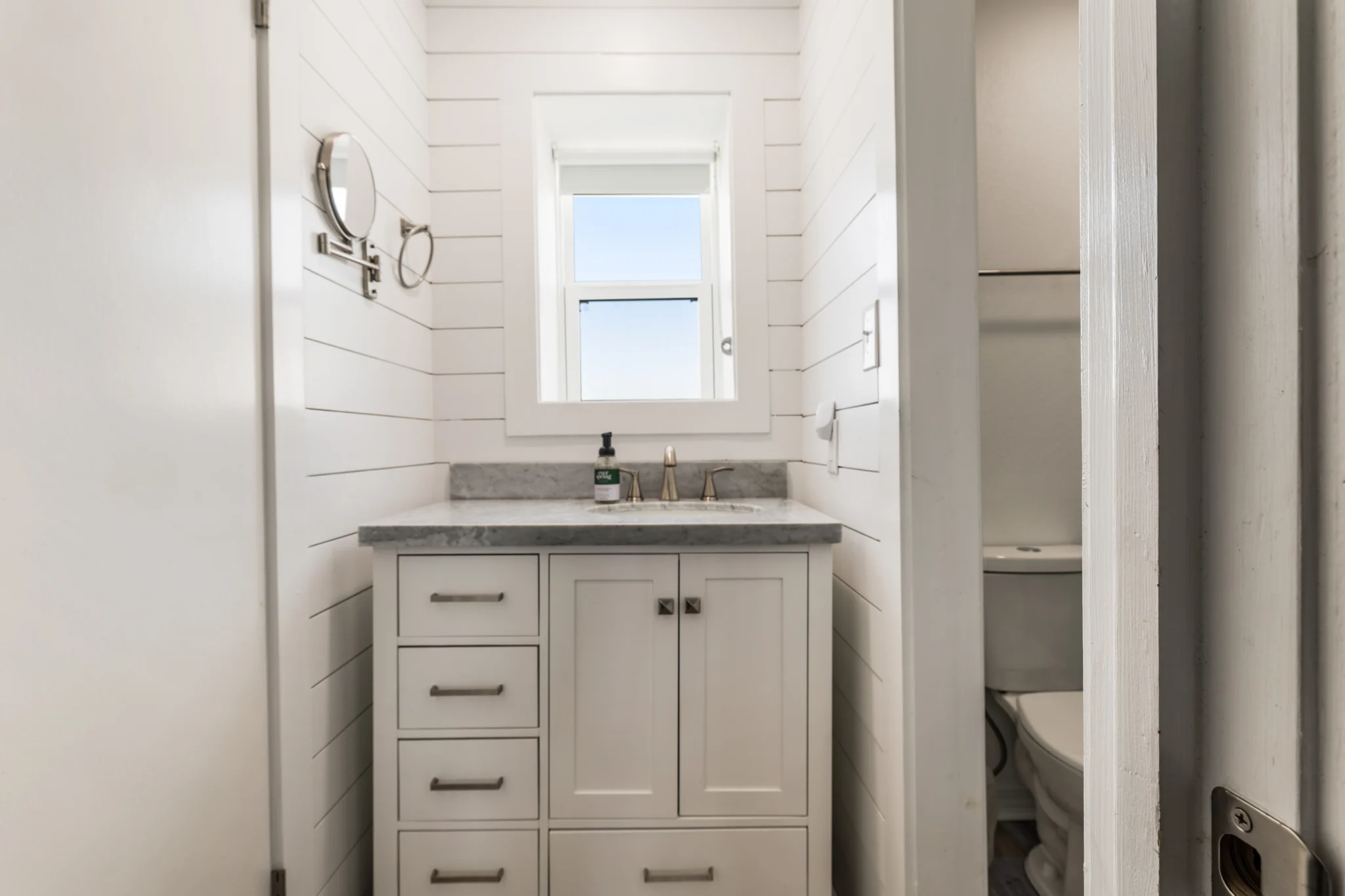 Bathroom vanity with window, Sands of Time