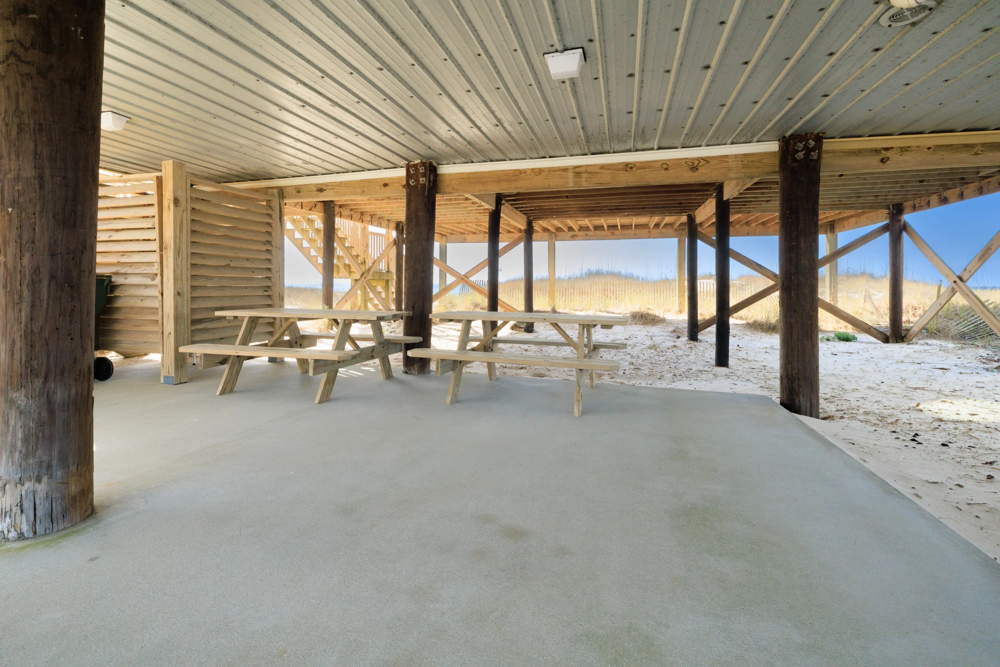 Covered picnic area under the house, Sands of Time