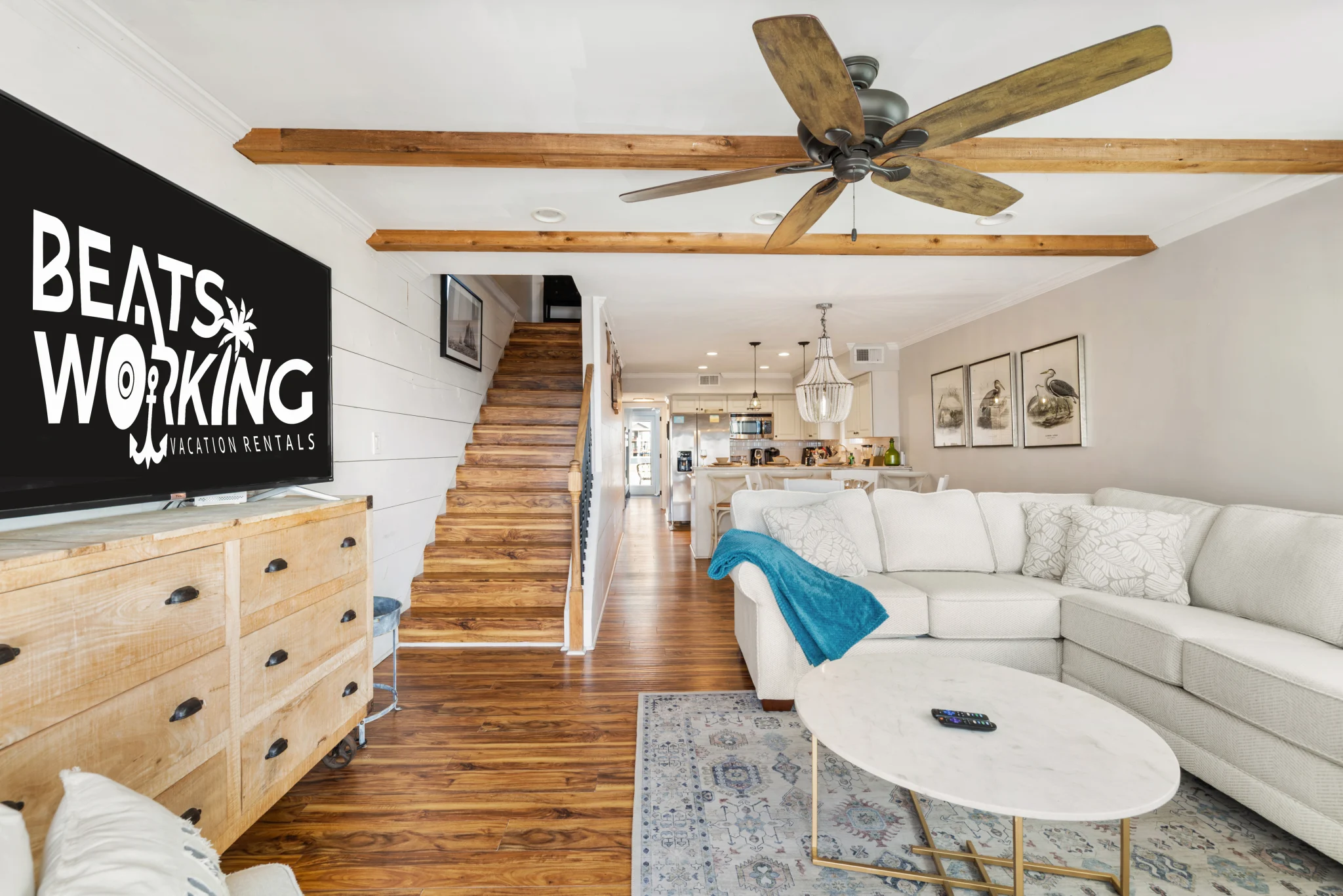 Living room toward the stairs and kitchen, SouthWind East