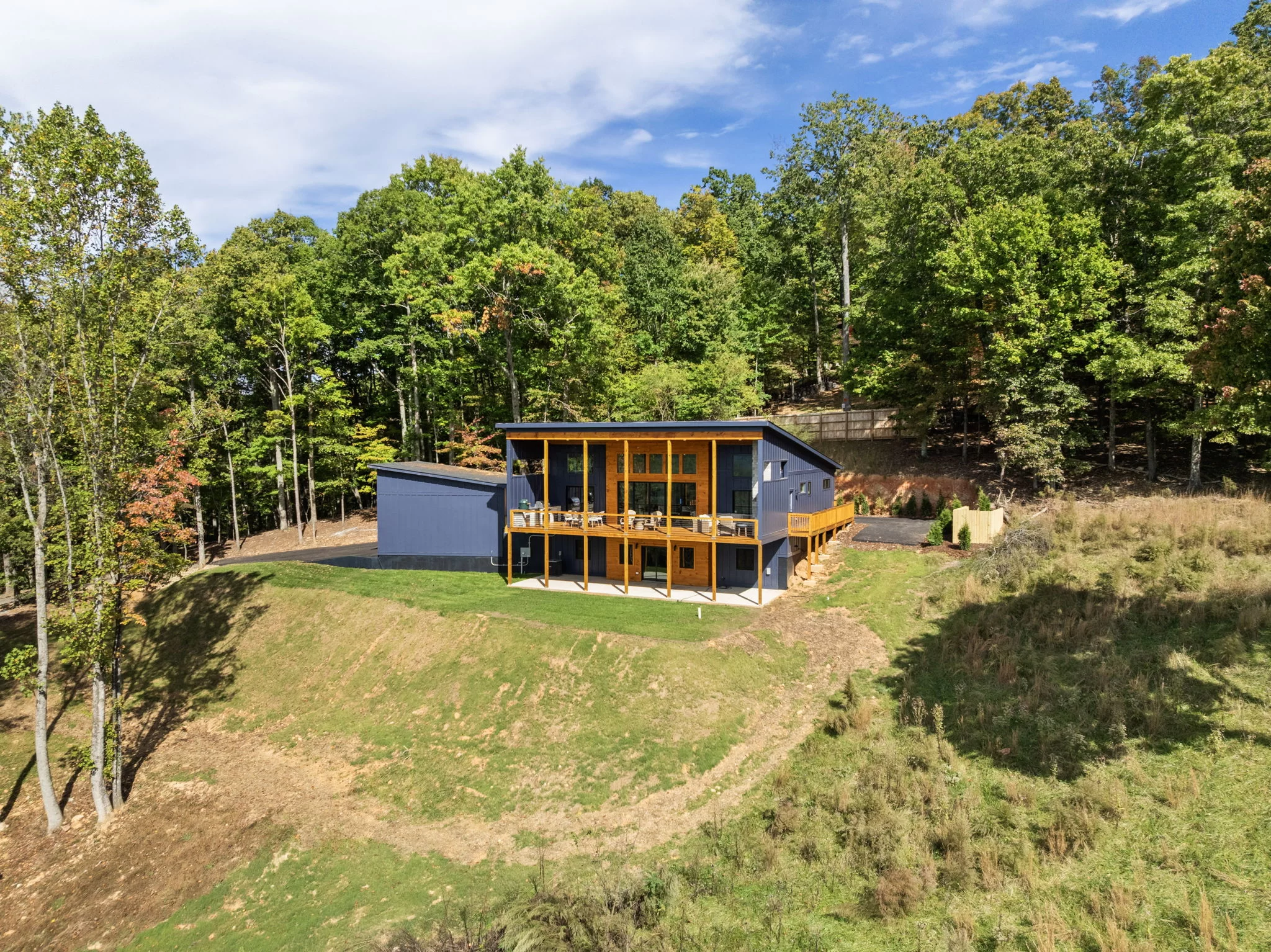 Home on its wooded lot, from above, View Finder II