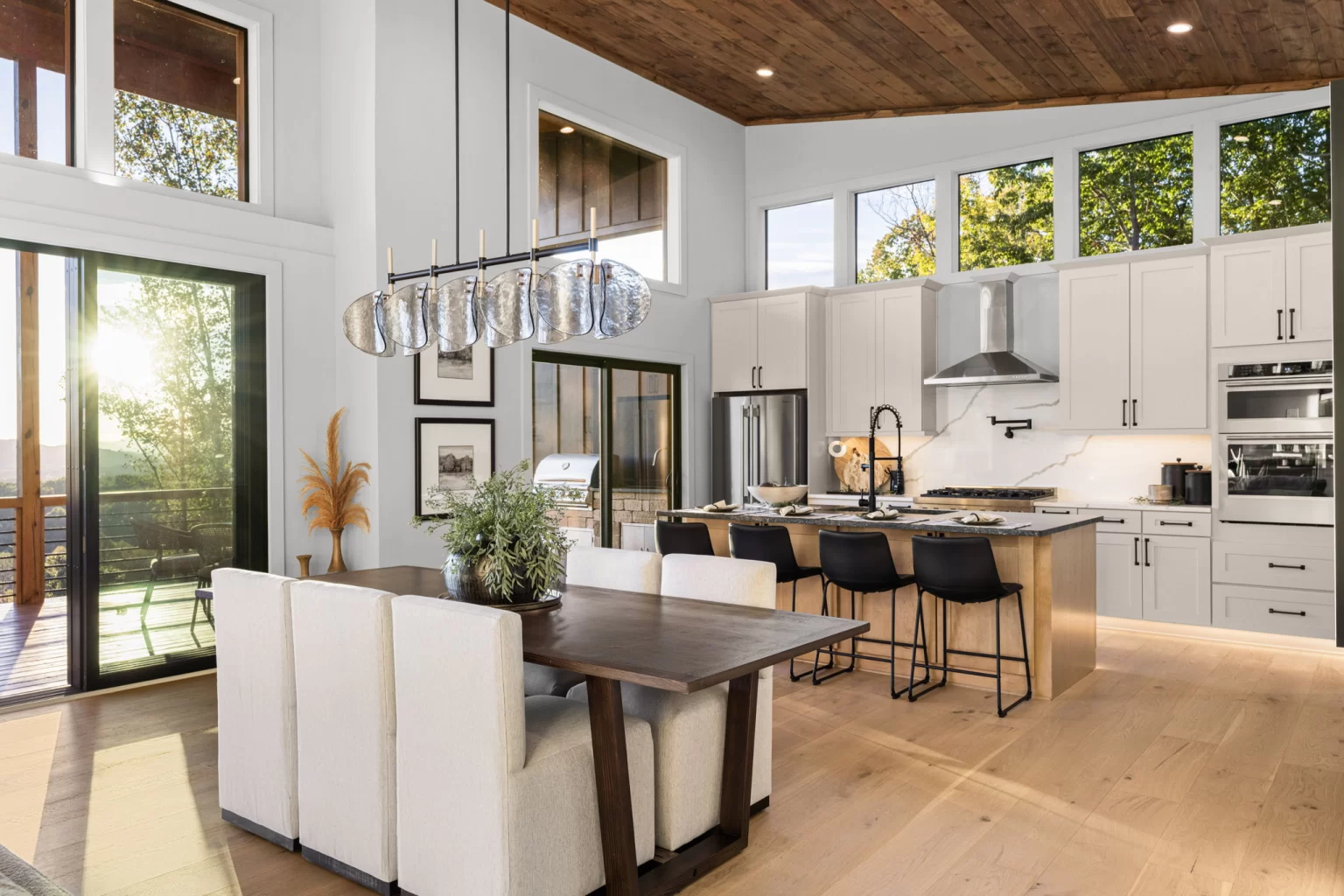 Dining table and kitchen with sliding doors to the deck, View Finder II